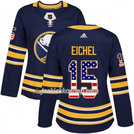 Nainen NHL Buffalo Sabres Pelipaita Jack Eichel 15 Adidas 2017-2018 Marine Sininen USA Flag Fashion Authentic